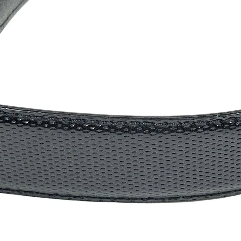 Montblanc Men Textured Black Leather Belt Silver Square Buckle 46